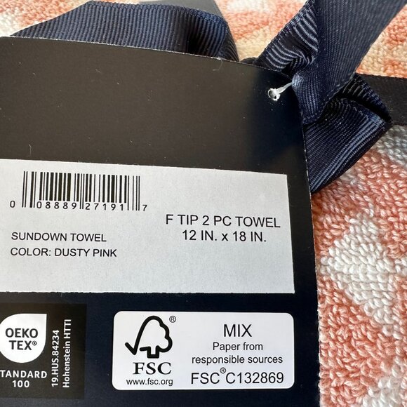 NWT Pendleton Sundown Cotton 1 Bath Towel & 2 Tip Towels Set in Dusty Pink - Picture 3 of 4